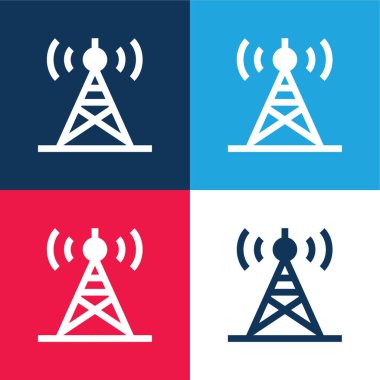 Anten mavi ve kırmızı dört renk minimal simge kümesi