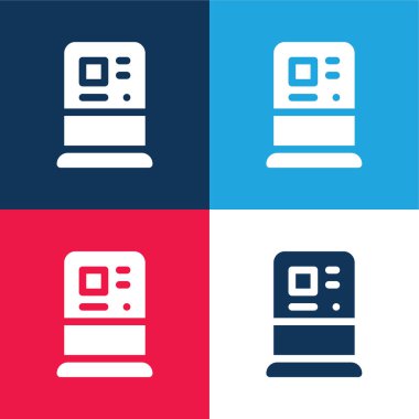 ATM mavi ve kırmızı dört renk minimal simge seti