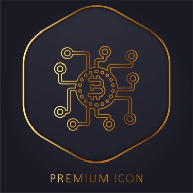 Bitcoin altın çizgisi prim logosu veya simgesi