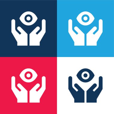 Körlük mavi ve kırmızı dört renk minimal simge kümesi