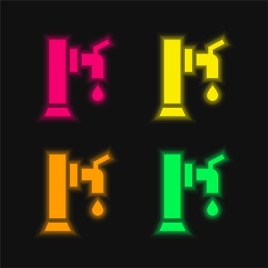 Bira Tap dört renk parlayan neon vektör simgesi