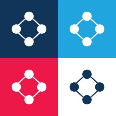 Analitik mavi ve kırmızı dört renk minimal simge kümesi