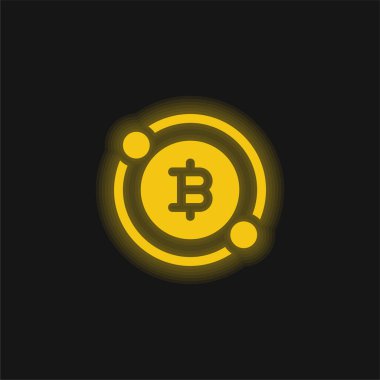Bitcoin sarı parlayan neon simgesi