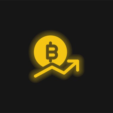Bitcoin sarı parlayan neon simgesi
