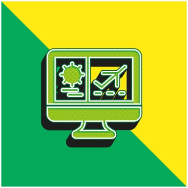 Yeşil ve sarı modern 3d vektör logosu rezervasyon ediliyor