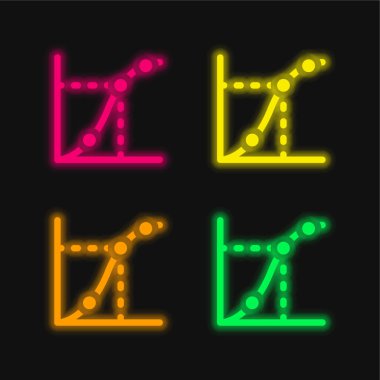 Eksen dört renk parlayan neon vektör simgesi