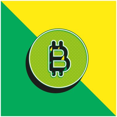 Bitcoin Yeşil ve Sarı modern 3d vektör simgesi logosu