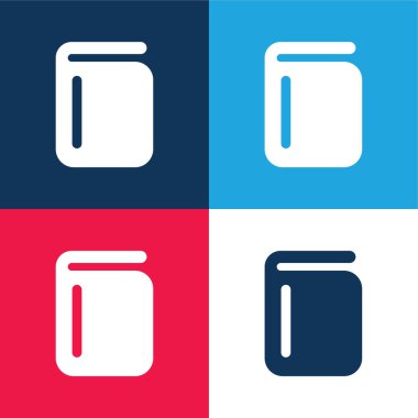 Kitap mavi ve kırmızı dört renk en küçük simge seti