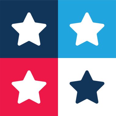 Big Favorite Star blue and red four color minimal icon set clipart