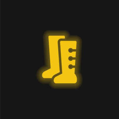 Botlar sarı parlak neon simgesi