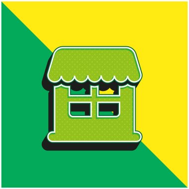 Büyük Mağaza Yeşil ve Sarı 3D modern vektör simgesi logosu