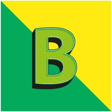 Bold Button Of Letter B Symbol Green and yellow modern 3d vector icon logo clipart