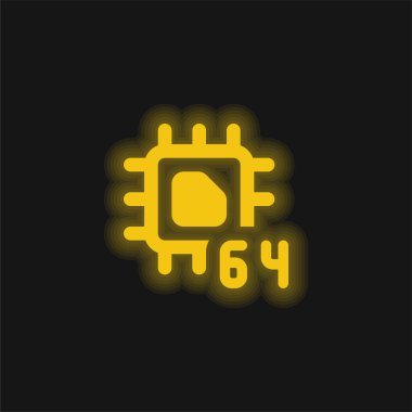 64 bit sarı parlak neon simgesi