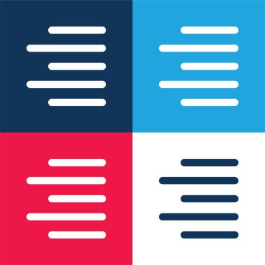 Mavi ve kırmızı dört renk simgesi setini hizala