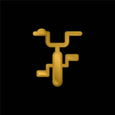 Bisiklet altın kaplama metalik simge veya logo vektörü