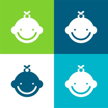 Bebek Kız Düz 4 renk simgesi seti