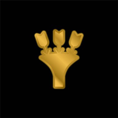 Buket altın kaplama metalik simge veya logo vektörü