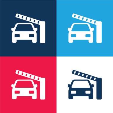 Barrier And Car blue and red four color minimal icon set clipart