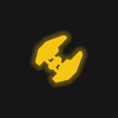 Attack Plane yellow glowing neon icon clipart