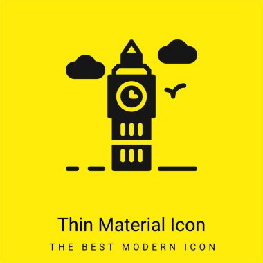 Big Ben minimal bright yellow material icon clipart