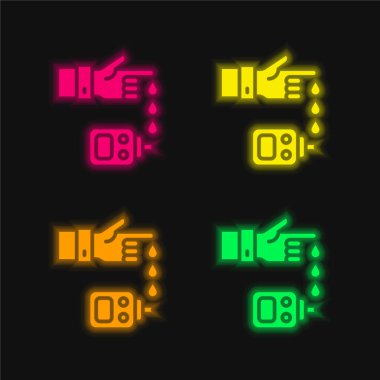 Kan Testi dört renk parlayan neon vektör simgesi