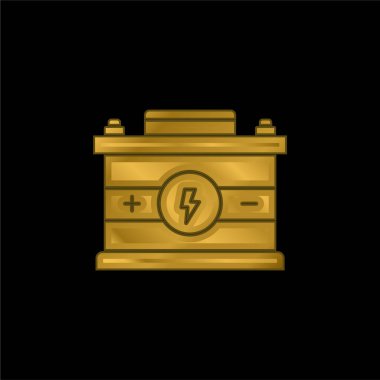 Pil altın kaplamalı metalik simge veya logo vektörü