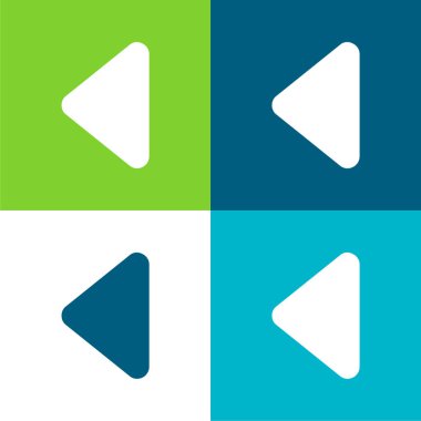 Siyah Üçgen Ok Başlığı Sol Yönü Düz Düz Düz 4 renk simgesi seti