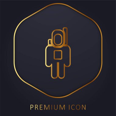 Astronot altın çizgi prim logosu veya simgesi