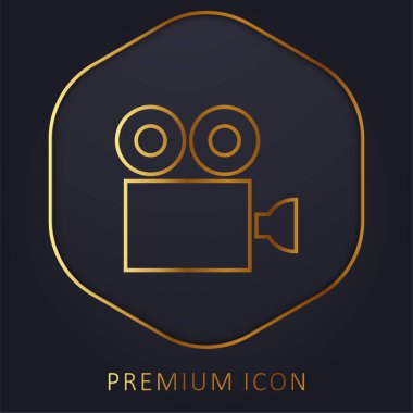 Antika Sinema Kamerası Altın Hat logosu veya simgesi