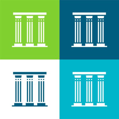 Antik Sütun Düz 4 renk simgesi seti