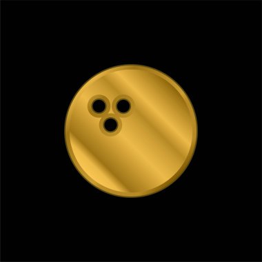 Bowling topu altın kaplama metalik simge veya logo vektörü