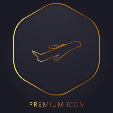 Uçak altın çizgisi prim logosu veya simgesi