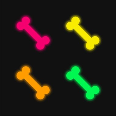 Kemik dört renk parlayan neon vektör simgesi