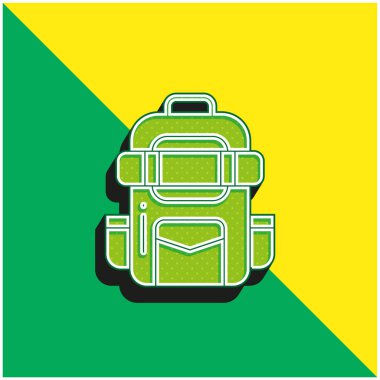 Sırt çantası yeşil ve sarı modern 3d vektör simgesi logosu