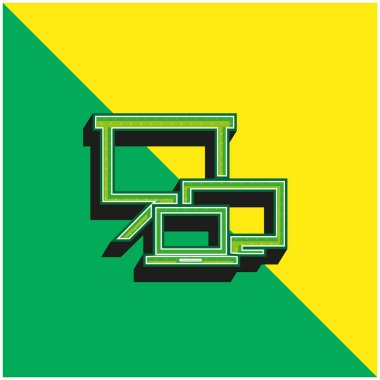 Tüm Ekran Boyutları Sembol Yeşil ve Sarı 3D vektör simgesi logosu