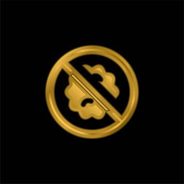 Banned gold plated metalic icon or logo vector clipart
