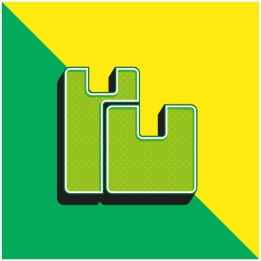 Kutular Yeşil ve Sarı Modern 3D vektör simgesi logosu