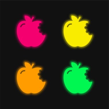 Apple dört renk parlayan neon vektör simgesi