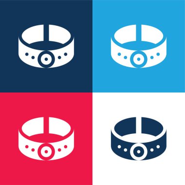 Bileklik mavi ve kırmızı dört renk minimal simge kümesi