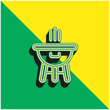 Bbq Green ve sarı modern 3d vektör simgesi logosu