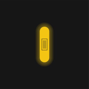 Yara bandı Silueti Dikey Konum sarı parlak neon simgesi