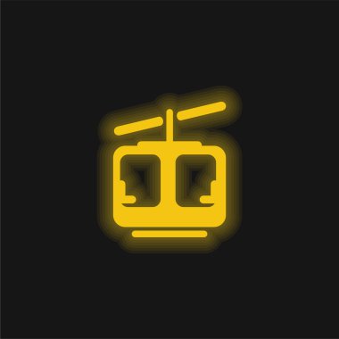 Aerial Lift yellow glowing neon icon clipart