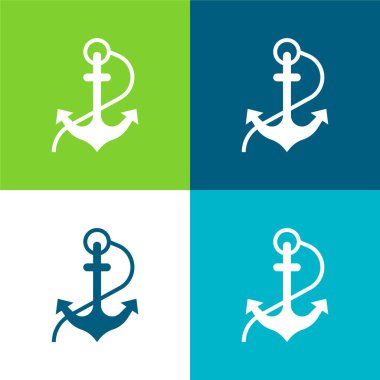 Anchor Flat four color minimal icon set clipart