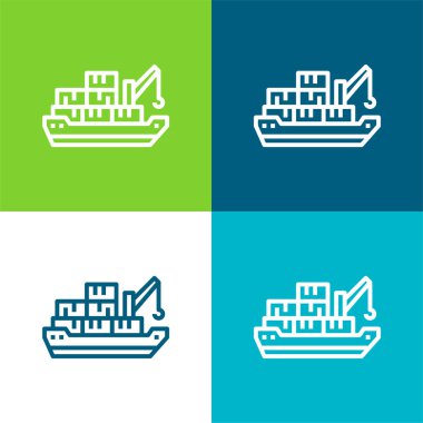 Barge Flat four color minimal icon set clipart