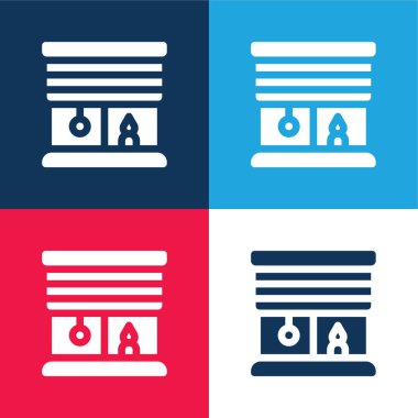 Mavi ve kırmızı dört renk minimal simge kümesini gizler