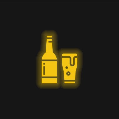 Bira sarısı parlak neon simgesi
