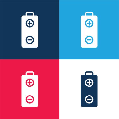 Pil mavi ve kırmızı dört renk minimal simge kümesi