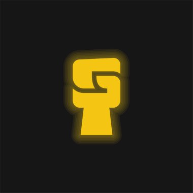 Black Power yellow glowing neon icon clipart