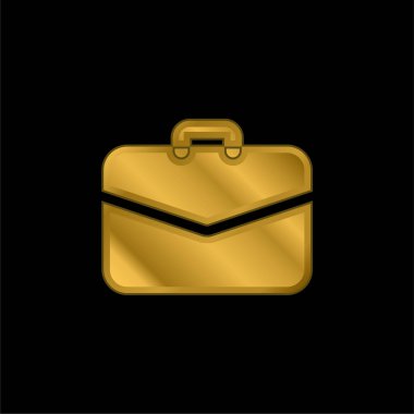 Evrak çantası altın kaplama metalik simge veya logo vektörü