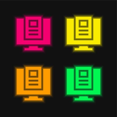 Article four color glowing neon vector icon clipart